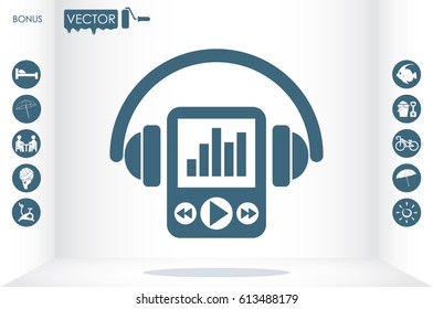 Multimedia player and headphones icon vector illustration eps10.