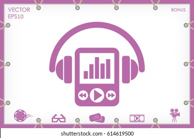 Multimedia player and headphones icon vector illustration eps10.