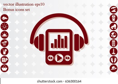 Multimedia player and headphones icon vector illustration eps10.