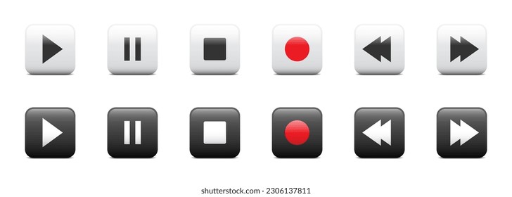 Multimedia player icon set. Vector illustration.
