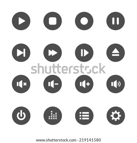 multimedia player icon set, vector eps10.