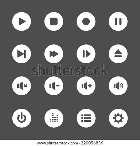 multimedia player icon set, vector eps10.