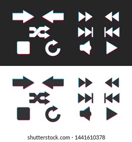 Multimedia player icon set. Web internet design elements. Arrows sign icon set. Modern simple pictogram in contemporary style. Flat Vector illustration. EPS 10