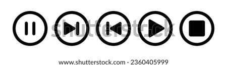 Multimedia Player Icons Set, Play Button, Pause Button, Next, Forward, Backward, Stop, Repeat Button With 3D Glossy Realistic Circle icon Collection Isolated On White Background Vector Illustration