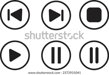 Multimedia Player Icons Set, Play Button, Pause Button, Next, Forward, Backward, Stop, Repeat Button With 3D Glossy Realistic Circle icon sets collection. Vector illustration graphic.