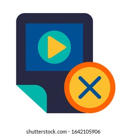 Multimedia player removal, app deletion glyph icon. Multicolor pictogram isolated on white background