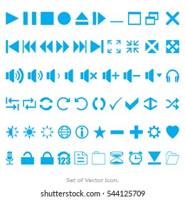 Multimedia player Set isolated icon of flat style. Vector illustration.