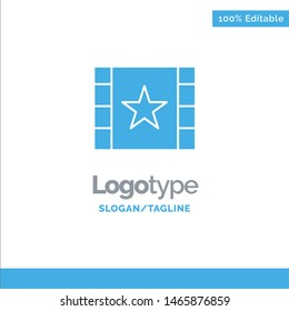 Multimedia, Player, Stream, Star Blue Solid Logo Template. Place for Tagline. Vector Icon Template background