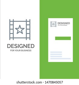 Multimedia, Player, Stream, Star Grey Logo Design and Business Card Template. Vector Icon Template background