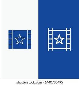 Multimedia, Player, Stream, Star Line and Glyph Solid icon Blue banner Line and Glyph Solid icon Blue banner