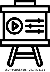 Multimedia Presentation Line Vector Icon Design