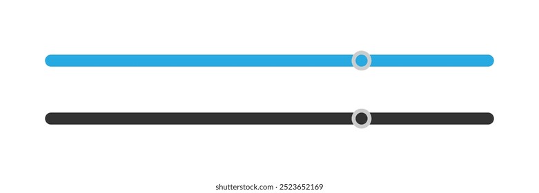 Multimedia-Fortschrittskontrollleiste setzt Illustration schwarz und blau Farben für UI. Vektorsymbole im flachen Stil