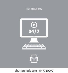 Multimedia service online 24/7 - Vector flat icon
