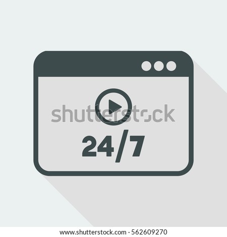 Multimedia service online 24/7 - Vector flat icon