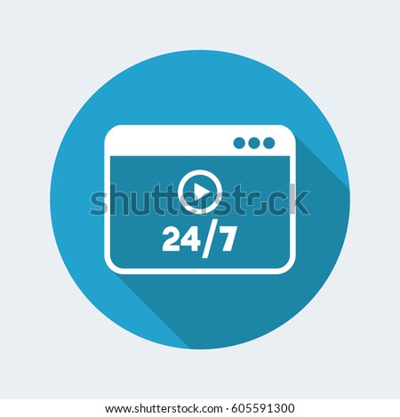 Multimedia service online 24/7 - Vector flat icon