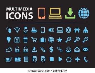 Multimedia Silhouette Icons.