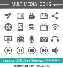 Multimedia simple black icons