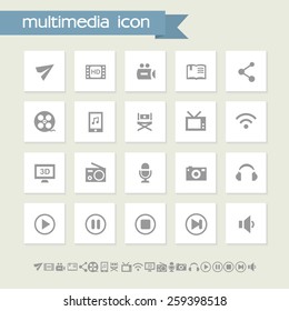 Multimedia simple gray icons