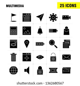 Multimedia Solid Glyph Icon for Web, Print and Mobile UX/UI Kit. Such as: Browser, Page, Web, Template, Browser, Page, Web, Template, Pictogram Pack. - Vector