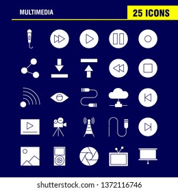 Multimedia Solid Glyph Icon for Web, Print and Mobile UX/UI Kit. Such as: Microphone, Mike, Music, Audio, Fast, Forward, Move, Play, Pictogram Pack. - Vector
