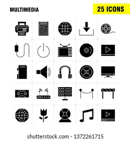 Multimedia Solid Glyph Icon for Web, Print and Mobile UX/UI Kit. Such as: Off, On, Power, Start, Switch, Flower, Blossom, Botany, Pictogram Pack. - Vector