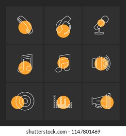multimedia  speaker  call  headset  microphone  network  phone  music audio  icon vector design  flat  collection style creative  icons
