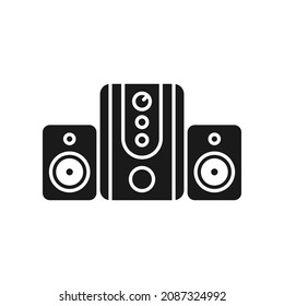 Icono de altavoz multimedia de estilo plano aislado en fondo blanco. Vector