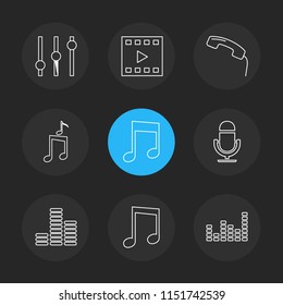 multimedia  speaker  volume  headset  microphone  network  pause  usb  flash  wifi  internet  video  audio  mobile  call  icon vector design  flat  collection style creative  icons