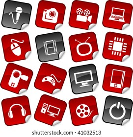 Multimedia  sticker set. Vector illustration.