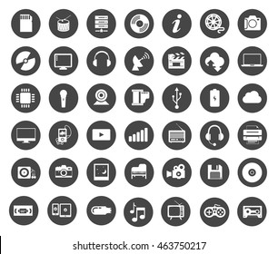 Multimedia Symbols, Sound Instruments, Audio And Video Icons Set