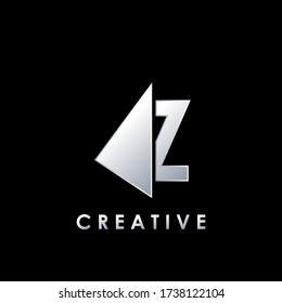 Multimedia  Techno Split Half Letter Z  Logo Vector Design Template with geometric triangle arrow shape.
