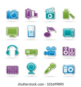 multimedia and technology icons - vector icon set