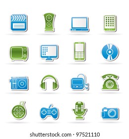 multimedia and technology icons - vector icon set