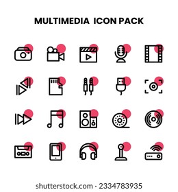 Multimedia Thick Outline icon pack