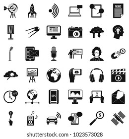 Multimedia things icons set. Simple set of 36 multimedia things vector icons for web isolated on white background