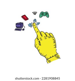multimedia touch screen illustration for technology illustration needs