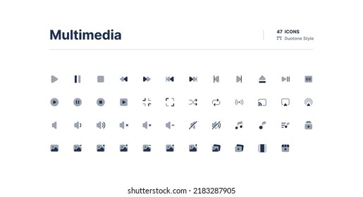 Multimedia UI Icons Pack Duotone Style