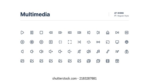 Multimedia UI Icons Pack Line Style