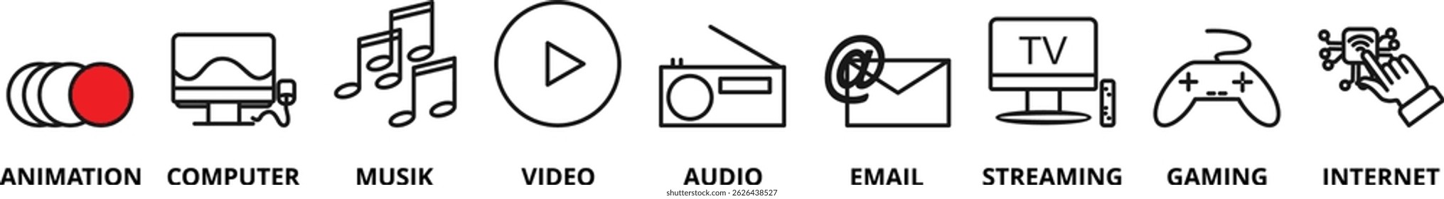 Concepto de ilustración de icono de Vector multimedia