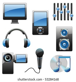 multimedia vector icon set
