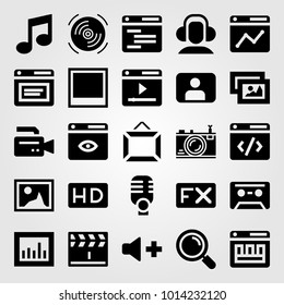 Multimedia vector icon set. headphones, picture, fx and user