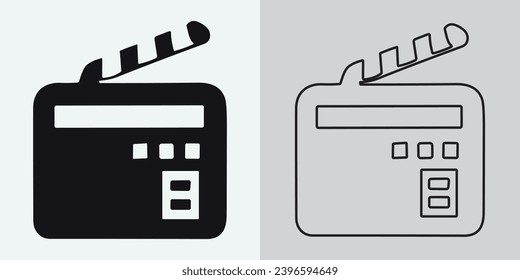 Conjunto de iconos vectoriales multimedia. radio, rollo de películas, reproductor de música y análisis