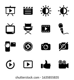 Multimedia vector icons in black color - Set 2. Editable symbol illustration.