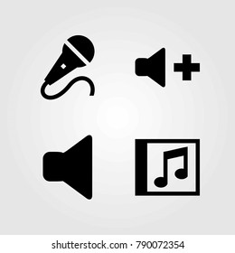 Multimedia vector icons set. mute, microphone and volume