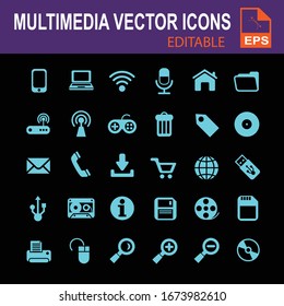 Multimedia-Vektorsymbole für Ihre Website oder für soziale Medien