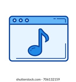 Multimedia-Vektorgrafik-Symbol einzeln auf weißem Hintergrund. Multimedia-Line-Symbol für Infografik, Website oder App. Blaues Symbol für ein Gittersystem.
