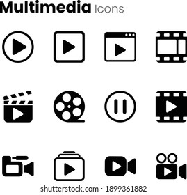 Multimedia Video Player Icon Set