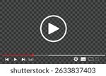 Multimedia video player with play button, play video window with navigation icons, video streaming frame on internet, modern social media video player interface template live digital stream.