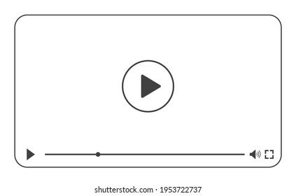 Multimedia Video Player With Play Button, Play Video Online Window With Navigation Icons, Video Streaming On Internet, Modern Social Media Video Player Interface Template, Live Digital Stream