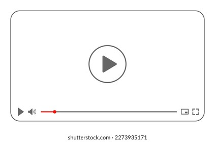 Multimedia video player with play button, play video online window with navigation icons, video streaming on internet, modern social media video player interface template live digital stream - vector